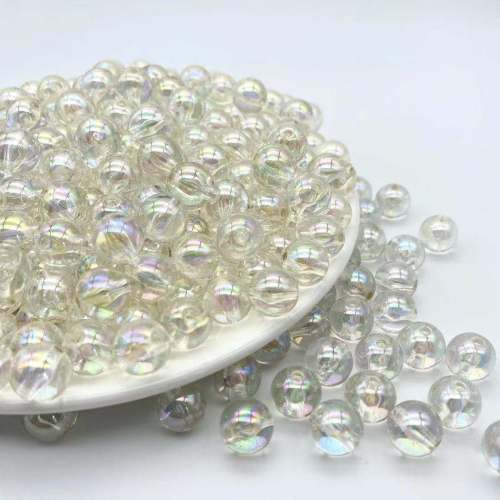 Acrylic Transparent Magic Color round Beads Electroplating AB Color Plastic Scattered Beads DIY Woven Bag Bead String Jewelry Material