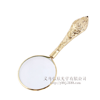 Gift Magnifying Glass Handheld New 45mm European Relief Frame Small Flower Handle Metal Magnifying Glass Wholesale 18154-5