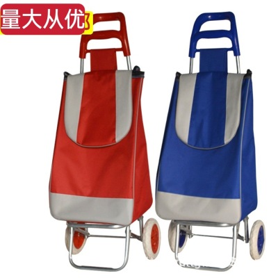 Shopping Cart Lever Car Advertising Gift Household Hand Push Folding Shopping Small Hand Buggy Car for the Old Printing 
