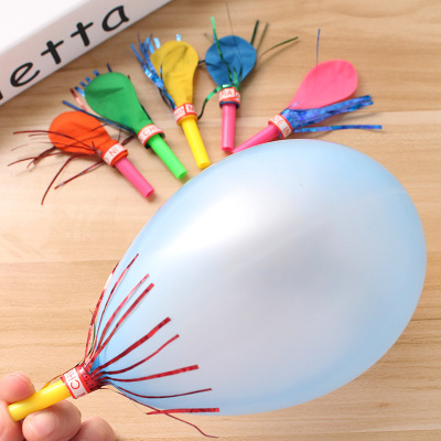 Gold Silk Whistle Balloon Atmosphere Layout Sounding Toy Blowing Balloons Whistle Baby Birthday Party Supplies Wholesale