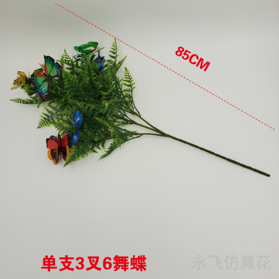 Single 3 Fork 6 Dancing Butterfly Wedding Hotel Decoration Photography Props Fake Flower Artificial Bouquet Plastic Plant Flower
