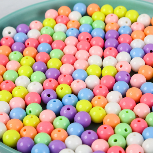 Acrylic Solid Color round Beads Spring Color Plastic Bead Macaron Color Loose Beads Children DIY Ornament Accessories