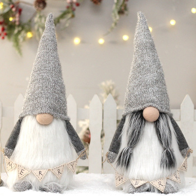 Cross-Border New Christmas Decorations European-Style Gray Plush Faceless Old Man Doll Doll Ornaments