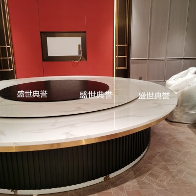 Five-Star Hotel Marble Electric Dining Table and Chair Seafood Restaurant Box Automatic Turntable Large round Table