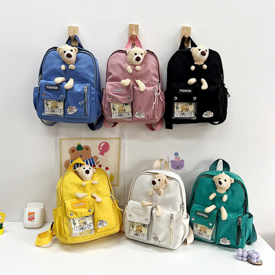 Fashion Trendy Children's Backpack Bear Partner Children's Travel Backpack Lightweight and Large Capacity Student Schoolbag
