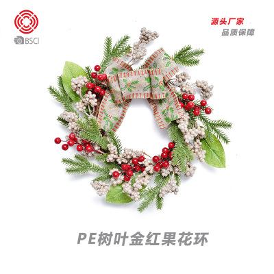 INS Style Christmas Decorations 40cm Pinecone Decoration Ribbon PE Christmas Garland Mall Hotel Door and Window Ornaments