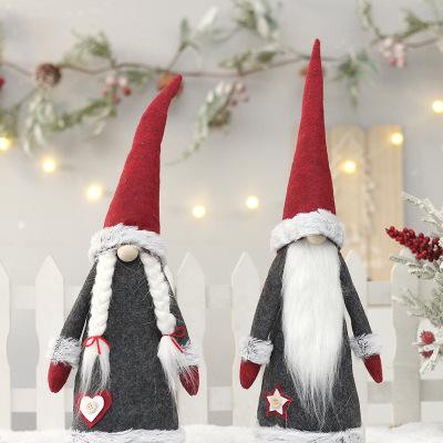 Cross-Border New Christmas Home Decorations European-Style Long Beard Faceless Old Man Doll Doll Ornaments Gift