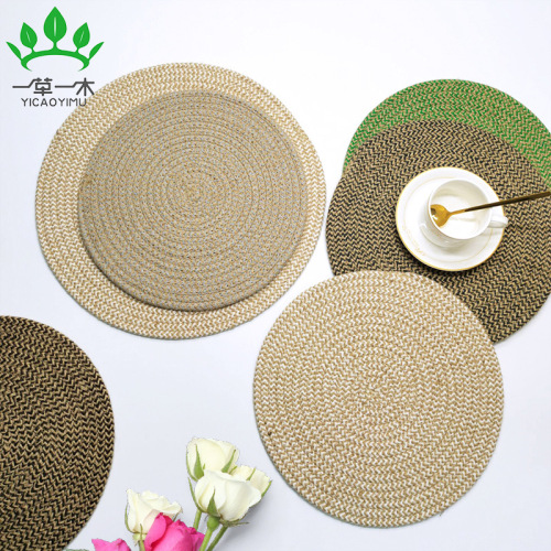 jute placemat thick color hemp rope placemat kitchen unit woven heat proof mat coaster ins non-slip mat