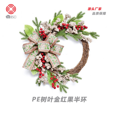 50cm Pinecone Decoration Ribbon Half Ring PE Christmas Garland Shopping Mall Door and Window Ornaments