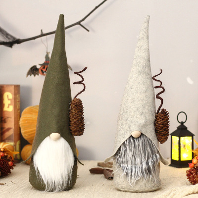 Cross-Border Christmas Decorations European Style Bunge Pine Cone Cap Faceless Old Man Doll Doll Home Shopping Window Ornaments