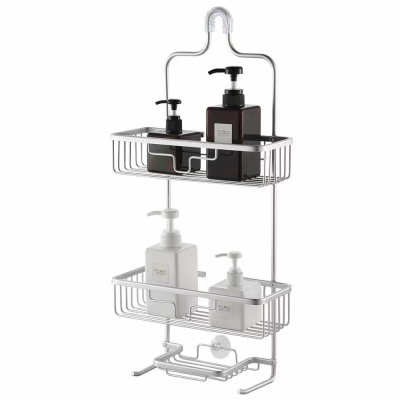 Bathroom Storage Rack Wall-Mounted Bathroom Punch-Free Alumimum Double-Layer Three-Layer Toiletries Storage Rack Shower Rack