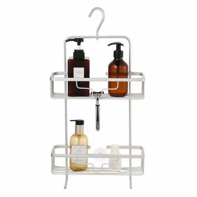 Bathroom Storage Rack Wall-Mounted Bathroom Punch-Free Alumimum Double-Layer Three-Layer Toiletries Storage Rack Shower Rack