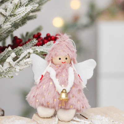 Cross-Border New Christmas Home Decorations Ins Elf Angel Girl Bell Plush Fabric Small Pendant