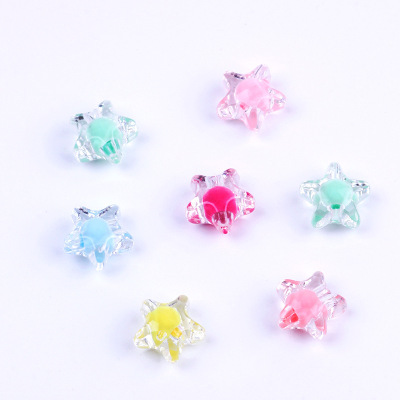 Manufacturer 12mm Five-Pointed Star Transparent Inner Color Korean 6 Colors Colorful Acrylic Beads Children's DIY Necklace Bracelet Shoe Ornament Accessories