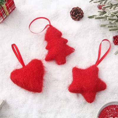 Cross-Border New Christmas Home Decorations Red Love Five-Star Christmas Tree Fabric Pendant