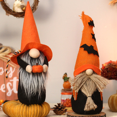 Halloween Decorations Pumpkin Bat a Tall Hat Faceless Old Man Doll Home Shopping Window Atmosphere Decoration Gift
