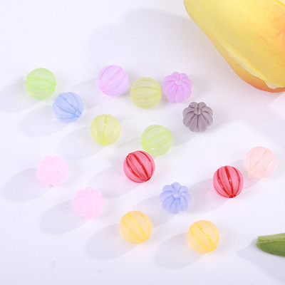 DIY Children's Acrylic Frosted Stripe 10mm Beads Beaded Loose Beads Wholesale Ornament Accessories