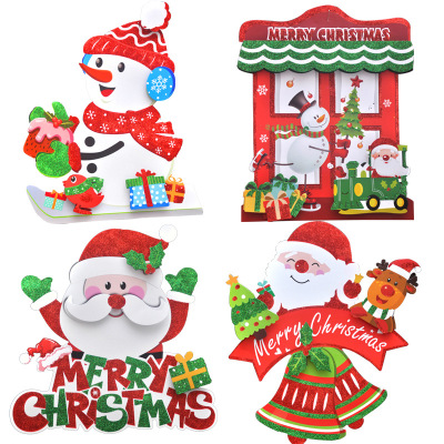 Christmas Decorations Three-Dimensional Paper Santa Snowman House Listing Holiday Scene Setting Props Pendant