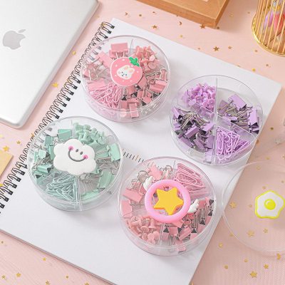 Macaron Color Small Long Tail Clip Multi-Functional Office Stationery Binder Clip Clip Pushpin Set