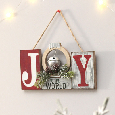 Amazon Cross-Border Christmas Decorations Creative Letters Joy Pine Cone Bell Pendant Holiday Set Wall Hanging