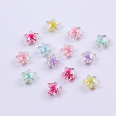 Acrylic 2021 New 12mm Five-Pointed Star Korean AB Color Inner Colorful Beads Medium Beads Candy Color Children DIY Beads