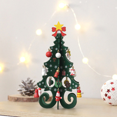 Cross-Border Christmas Decorations Creative Assembly Christmas Tree Santa Claus Snowman Belt Small Pendant Wooden Ornament