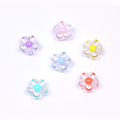 12mm Transparent Inner Color Acrylic Small Flower Children's DIY Headdress Necklace Beaded Bracelet Accessories