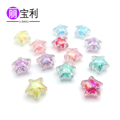 Factory DIY Children's Candy Color AB Plating Color Inner Color 20mm Five-Pointed Star Acrylic Colorful Acrylic Beads Loose Ornament Accessories