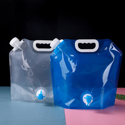 Travel Outdoor Portable Folding with Valve Water Bag 10L 5L 3L Plastic Handle Thickened and Large-Capacity Water Bag