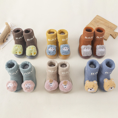 Korean Style Animal Head Baby Toddler Shoes Socks Children Baby Floor Ankle Socks Cartoon Doll Rubber Soled Shoes Wholesale