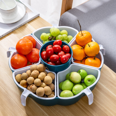Rotating Hot Pot Side Dishes Plate New Household Fruit Vegetable Storage Basket Compartment Hot Pot Platter Vegetable Drain Basket