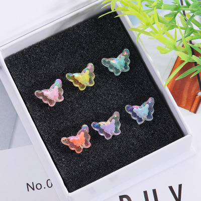 Factory Direct Sales DIY Handmade 12mm Plating Color Inner Color Butterfly Mobile Phone Charm Scattered Beads Acrylic Ornaments Accessories