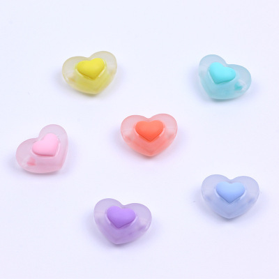 Factory Direct Supply Diy18mm Frosted Convex Heart Love Heart Scattered Beads Colorful Acrylic Beads Mobile Phone Charm Acrylic Ornaments Accessories