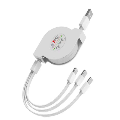 Three-in-One Data Cable Retractable Charging Cable Multi-Functional for Huawei Apple Universal Logo Gift
