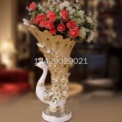 Peacock Vase Decoration Resin Plating Soft Outfit Crafts Gift Gift Hallway Office TV Stand
