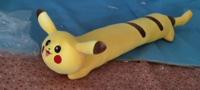 Factory Wholesale Long Pikachu Plush Toy Cartoon Cushion down Cotton Soft Lying Style Long Figurine Doll