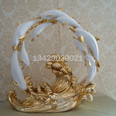 Dolphin Decoration Resin Electroplating Soft Outfit Crafts Gift Gift Entrance Office TV Stand