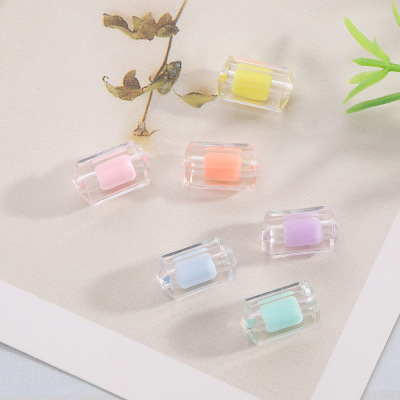 Factory Direct Sales DIY Handmade 12mm Transparent Inner Color Pillar Colorful Acrylic Beads Sub Mobile Phone Charm Acrylic Ornaments Accessories