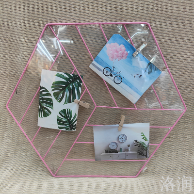 Polygon Photo Wall Iron Mesh Photo Folder Iron Wire Photo Shelf Iron Wall Hanging Photos Shelf Painting