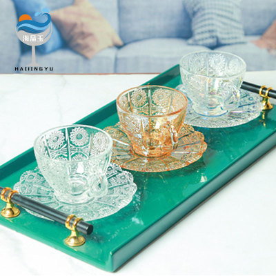 European Retro Embossed SUNFLOWER Coffee Cup Set Home Glass Cups Water Cup Breakfast Oat Cup