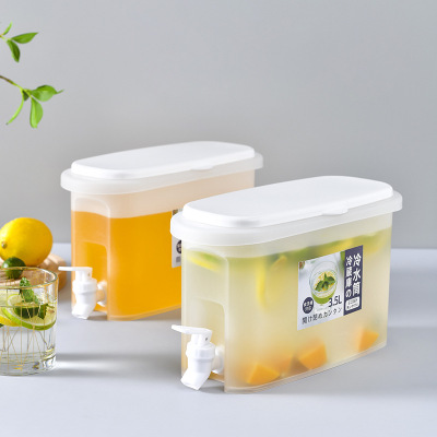 Household Cold Drink Large Capacity Refrigerator with Faucet Lemon Fruit Teapot Summer Cold Water Bucket Cold Bubble Bottle Kettle