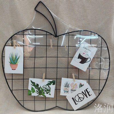 Apple-Type Wrought Iron Photo Folder Iron Wire Sketch Board Wrought Iron Photo Wall Grid Photo Wall Mesh Plate Photo Folder Black