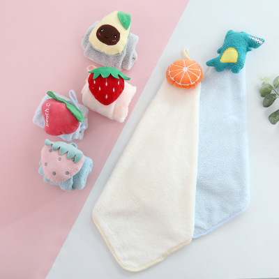 Hand Towel Small Tower Absorbent Non-Lint Coral Fleece Small Square Towel Hanging Cute Children's Household Kitchen Handkerchief