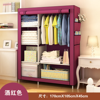 Simple Cloth Wardrobe Fashion Non-Woven Fabric Dustproof Storage Wardrobe Closet Hanger Steel Frame Dormitory