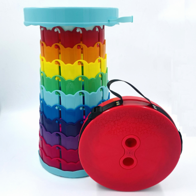 Colorful Collapsible Stool Storage Stool Rainbow Retractable Stool Folding Chair Camping Stool Adjustable Plastic Fishing Stool