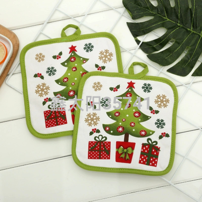 Canvas Insulation Placemat 19*19 Christmas Printed Square Pad 2PCs Christmas Heat Proof Mat Christmas Placemat Christmas Coaster