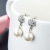 Korean Style S925 Sterling Silver Earrings Light Luxury Personalized and Temperamental Stud Earrings Women's Inlaid Pearl Earrings Hexagonal Star Zircon Earrings