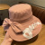 Korean Style Letter Bow Bucket Hat Women's Spring and Summer Sun Protection Hat Big Brim Sun Hat Versatile Split Sun Hat