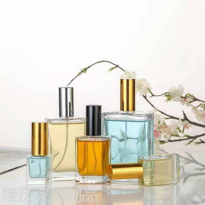 Flat Transparent Perfume Bottle 30 Ml50ml100ml Cosmetic Subpackaging Glass Spray Bottle