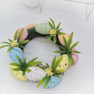 Factory Direct Sales Easter Egg Wreath, Holiday Atmosphere Layout/Scene Decoration Eggs/Kindergarten Wall Hanging Decoration